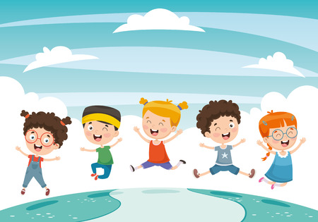 Vector Illustration Of Children Playingのイラスト素材