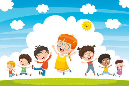 Vector Illustration Of Children Playingのイラスト素材