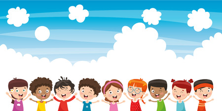 Vector Illustration Of Happy Childrenのイラスト素材