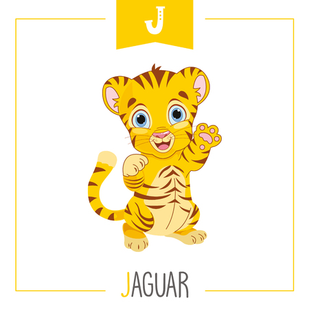 Vector Illustration Of Alphabet Letter J And Jaguarのイラスト素材