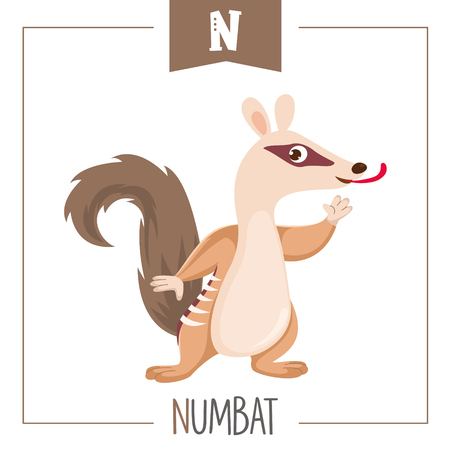 Vector Illustration Of Alphabet Letter N And Numbatのイラスト素材