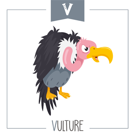 Vector Illustration Of Alphabet Letter V And Vultureのイラスト素材