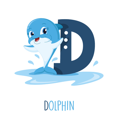 Vector Illustration Of Alphabet Letter D And Dolphinのイラスト素材