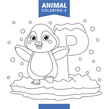 Vector Illustration Of Animal Coloring Pageのイラスト素材