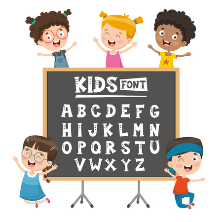 Vector Illustration Of Kids Font Designのイラスト素材