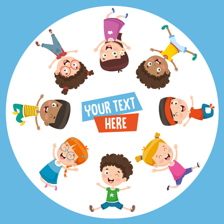 Vector Illustration Of Happy Childrenのイラスト素材