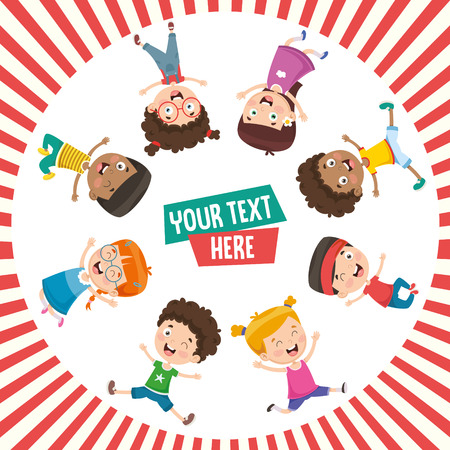 Vector Illustration Of Happy Childrenのイラスト素材