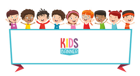 Vector Illustration Of Kids Bannerのイラスト素材