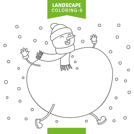Vector Illustration Of Landscape Coloring Pageのイラスト素材