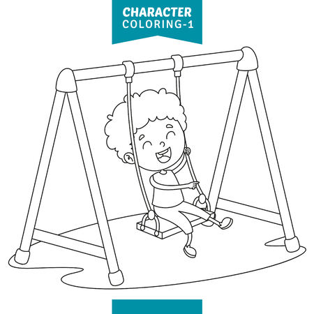 Vector Illustration Of Character Coloring Pageのイラスト素材