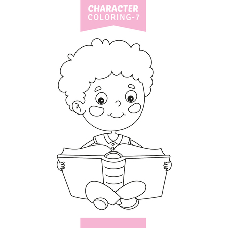 Vector Illustration Of Character Coloring Pageのイラスト素材