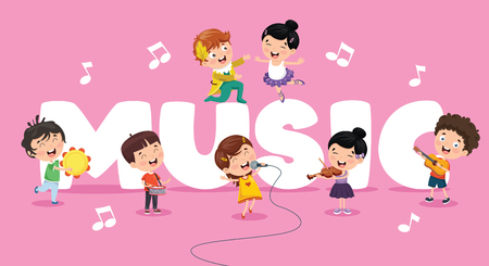 Vector Illustration Of Children Music Backgroundのイラスト素材