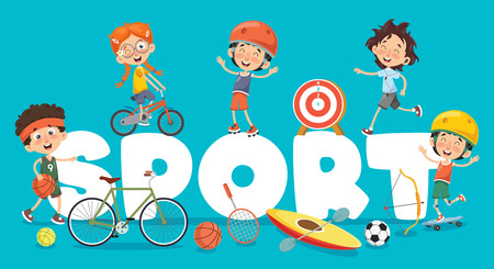 Vector Illustration Of Children Sport Backgroundのイラスト素材