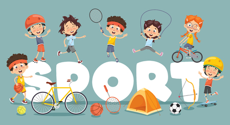 Vector Illustration Of Children Sport Backgroundのイラスト素材