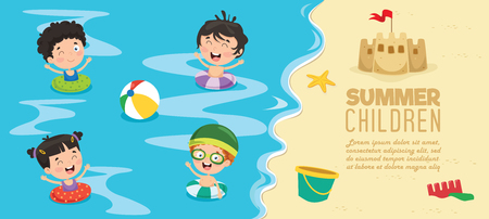 Vector Illustration Of Summer Childrenのイラスト素材