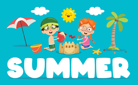 Vector Illustration Of Summer Childrenのイラスト素材