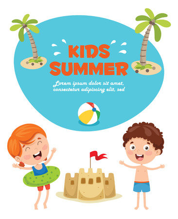 Vector Illustration Of Summer Childrenのイラスト素材