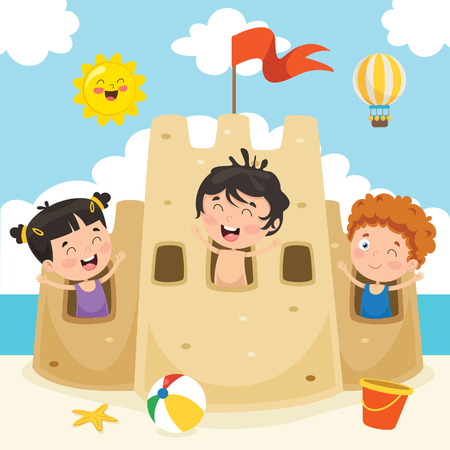 Vector Illustration Of Summer Childrenのイラスト素材