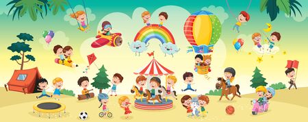 Vector Illustration Of Kids Landscapeのイラスト素材