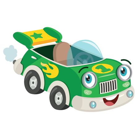 Funny Green Racing Car Posingのイラスト素材
