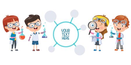 Little Students Doing Chemical Experimentのイラスト素材