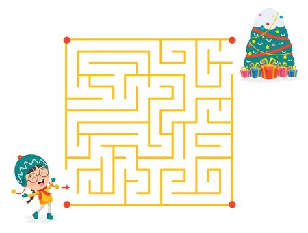 Maze Game Illustration For Childrenのイラスト素材