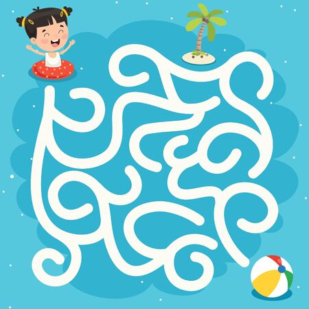 Maze Game Illustration For Childrenのイラスト素材