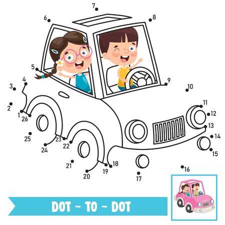 Dot To Dot Game Illustration For Children Educationのイラスト素材