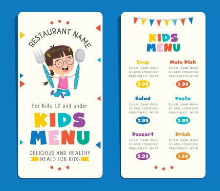Cute Colorful Kids Meal Menu Templateのイラスト素材