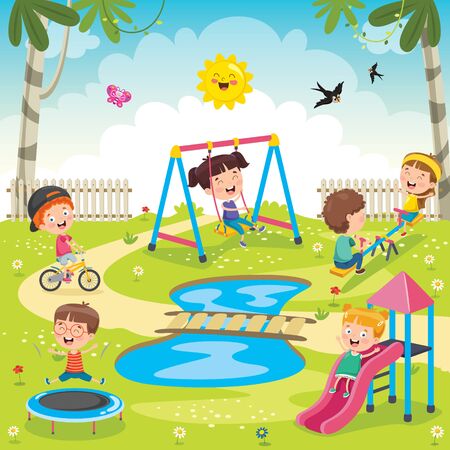 Children Playing In The Parkのイラスト素材