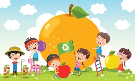 Fresh Fruits For Healthy Eatingのイラスト素材