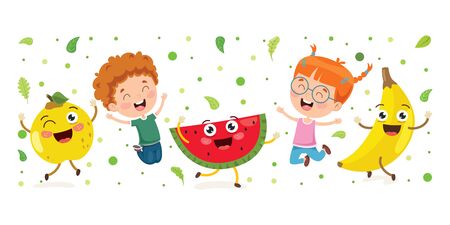 Fresh Fruits For Healthy Eatingのイラスト素材