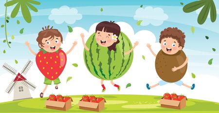 Fresh Fruits For Healthy Eatingのイラスト素材