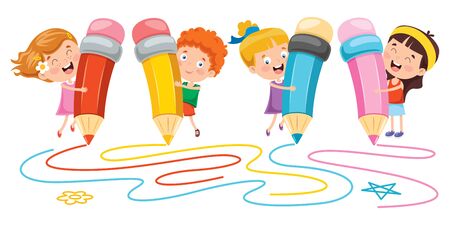 Concept Banner With Happy Kidsのイラスト素材