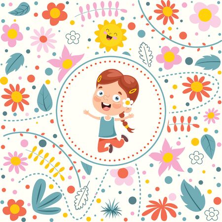 Concept Design With Colorful Flowersのイラスト素材