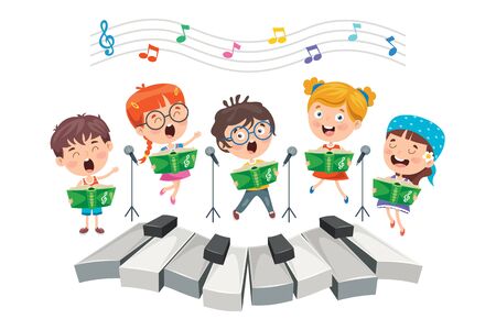 Funny Little Kids Performing Musicのイラスト素材