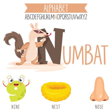 Illustrated Alphabet Letter And Cartoon Objectsのイラスト素材