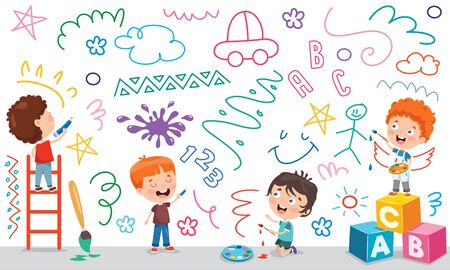 Art Concept Design With Funny Characterのイラスト素材