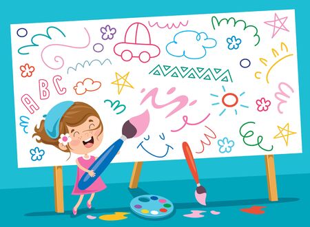 Art Concept Design With Funny Characterのイラスト素材