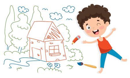 Art Concept Design With Funny Characterのイラスト素材