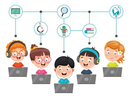 Using Technology For Education Or Businessのイラスト素材