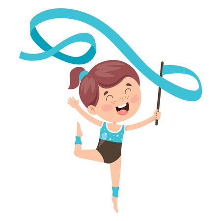 Happy Kid Doing Gymnastics Exerciseのイラスト素材
