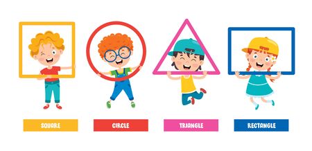 Funny Children Learning Basic Shapesのイラスト素材