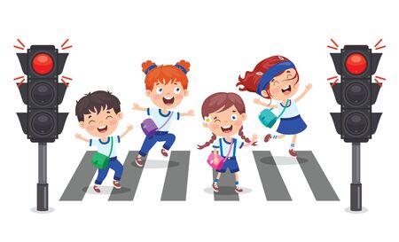 Traffic Concept With Funny Charactersのイラスト素材