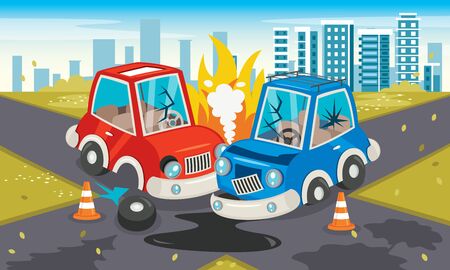 Accident Scene With Car Crashのイラスト素材
