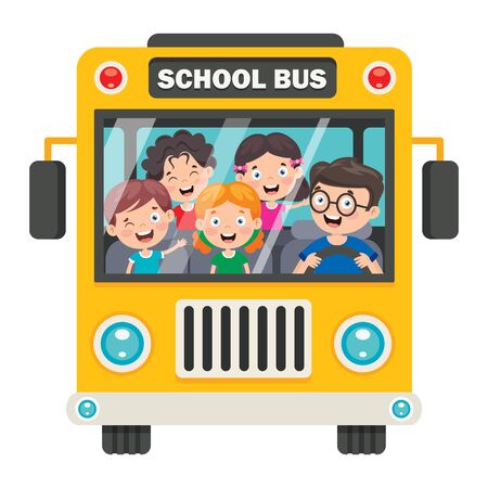 Happy Children And School Busのイラスト素材