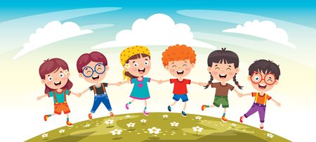 Happy Little Children Having Funのイラスト素材