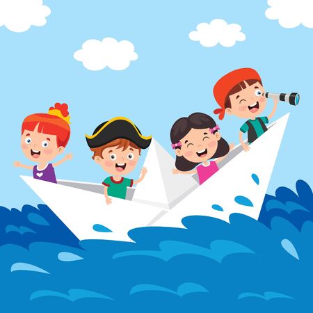Cute Little Children In Sailor Uniformのイラスト素材