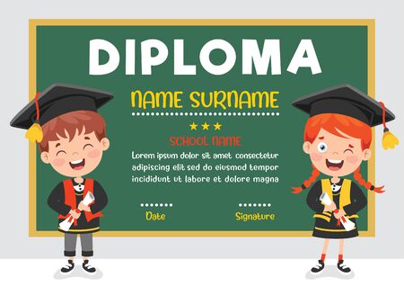 Diploma Certificate For Preschool And Elementary School Kidsのイラスト素材