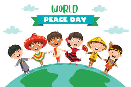 Children Celebrating World Peace Dayのイラスト素材